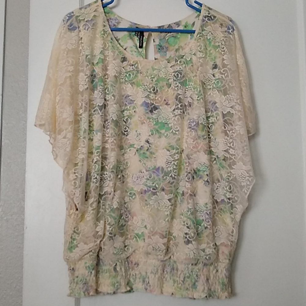 Maurice's split shoulder bat wing top